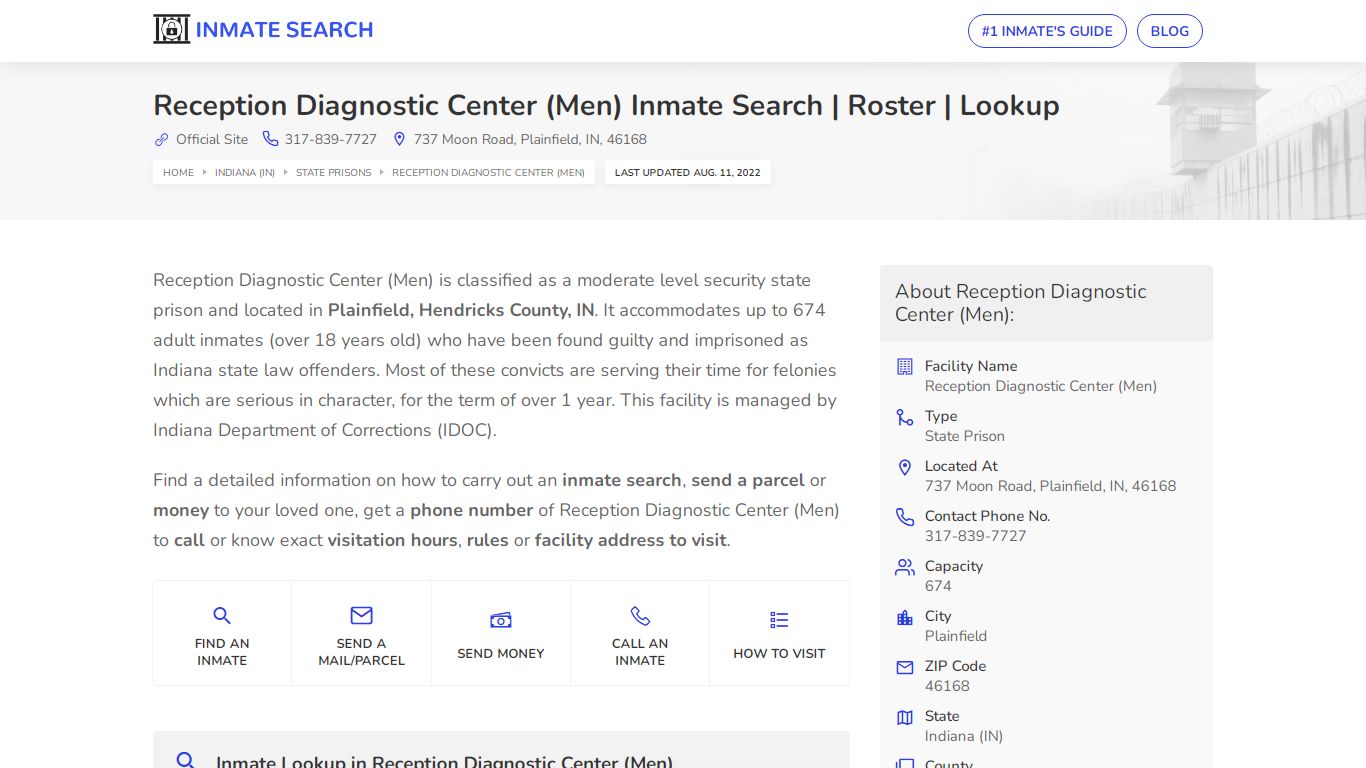 Reception Diagnostic Center (Men) Inmate Search | Roster ...