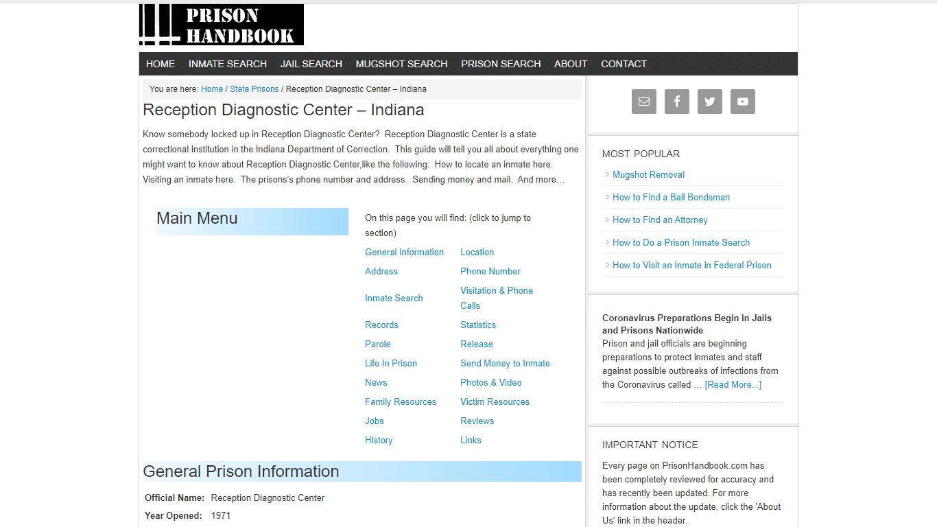 Reception Diagnostic Center – Indiana
